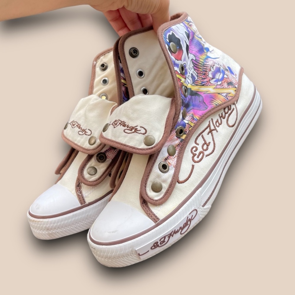 Y2K Ed Hardy Hi Low Sneakers Removable High Top